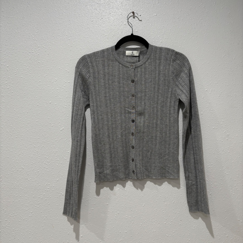 Nwt Elborn Silver/Grey Cashmere + Silk Blend Cardigan